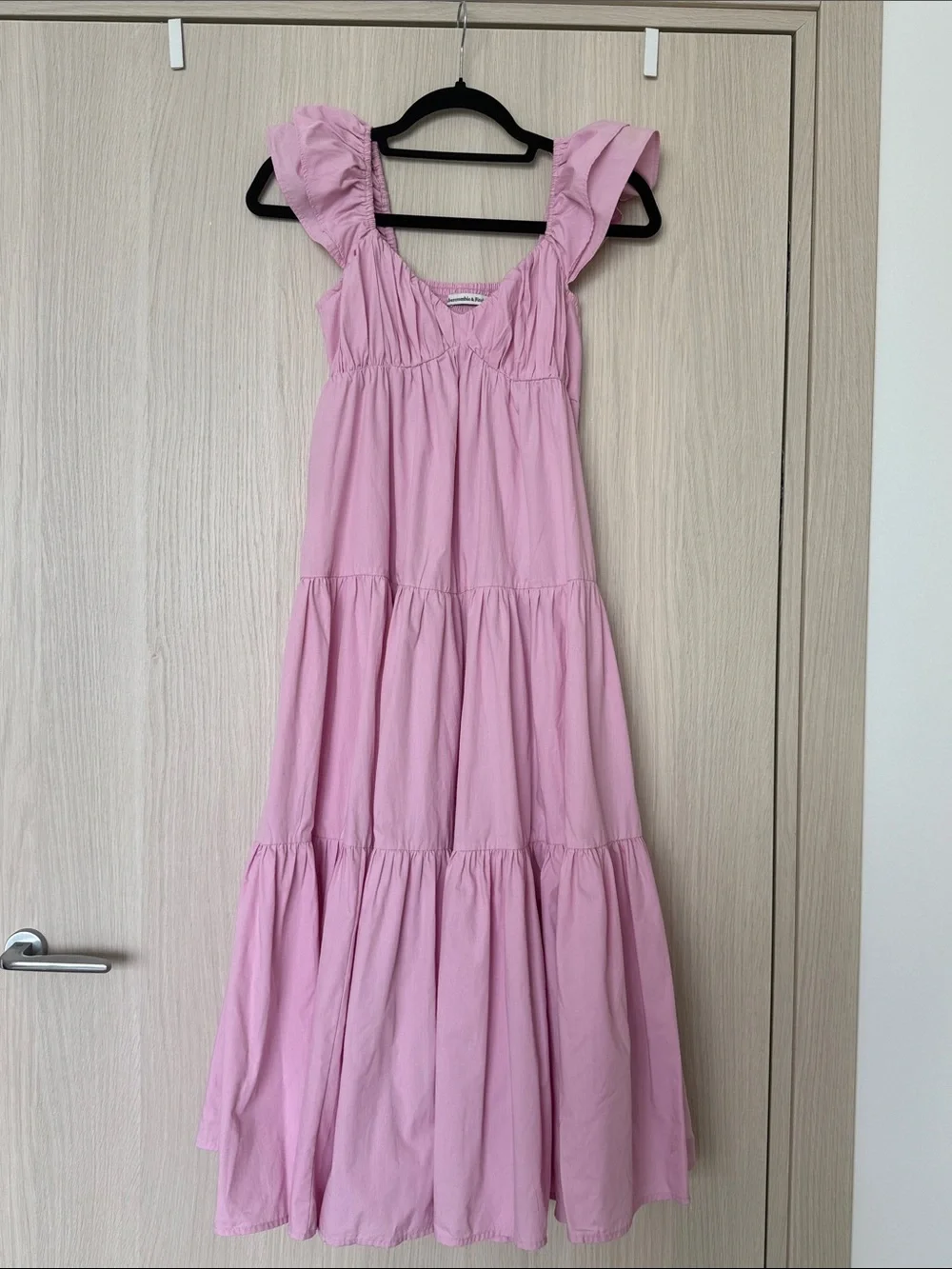 Abercrombie & Fitch pink cotton tiered maxi dress XXSP | coquette, romantic